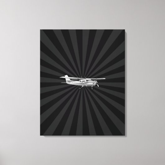 Vliegtuig Cessna Silhouette Flying Black Burst Canvas Afdruk (Voorkant)