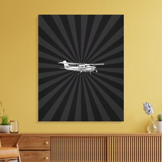 Vliegtuig Cessna Silhouette Flying Black Burst Canvas Afdruk (Insitu (Woonkamer))