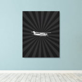 Vliegtuig Cessna Silhouette Flying Black Burst Canvas Afdruk (Insitu (Houten vloer))