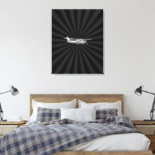 Vliegtuig Cessna Silhouette Flying Black Burst Canvas Afdruk (Insitu (Slaapkamer))