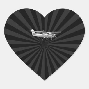 Vliegtuig Cessna Silhouette Flying Black Burst Hart Sticker