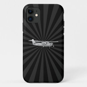Vliegtuig Cessna Silhouette Flying Black Sunburst iPhone 11 Hoesje