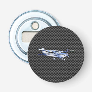Vliegtuig Chrome als Cessna zwarte koolstofvezel Button Flesopener