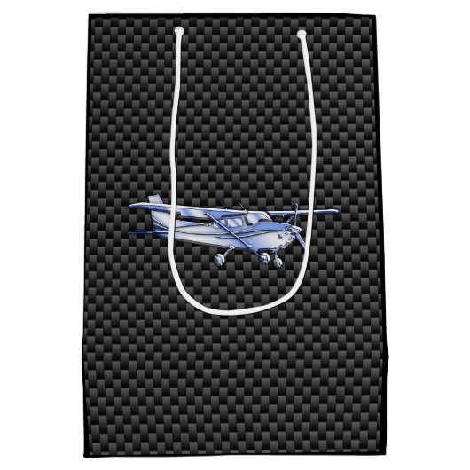 Vliegtuig Chrome als Cessna zwarte koolstofvezel Medium Cadeauzakje (Achterkant)