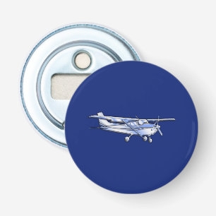 Vliegtuig Chrome Cessna Silhouette die op blauw vl Button Flesopener