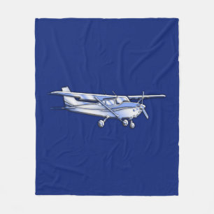 Vliegtuig Chrome Cessna Silhouette die op blauw vl Fleece Deken