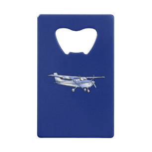 Vliegtuig Chrome Cessna Silhouette die op blauw vl Kredietkaart Flessenopener