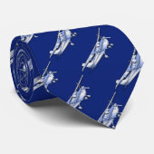 Vliegtuig Chrome Cessna Silhouette die op blauw vl Stropdas (Opgerold)