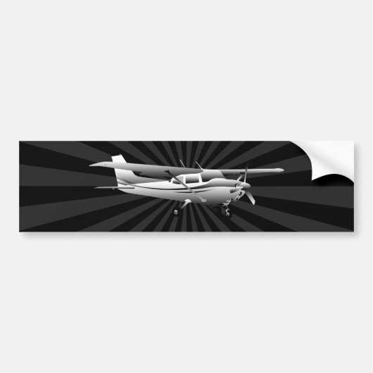 Vliegtuig Classic Cessna Silhouette Sunburst Bumpersticker (Voorkant)
