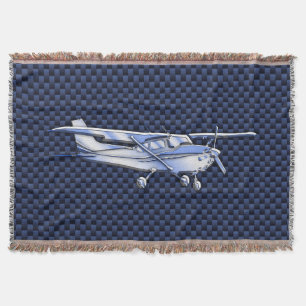 Vliegtuig Classic Chrome Cessna Blue Carbon Fiber Deken