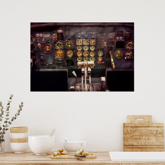 Vliegtuig - cockpit - De bedieningsorganen zijn in Poster (Keuken)