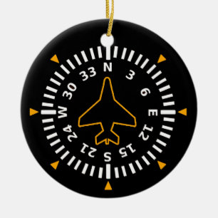 Vliegtuig Compass Flight Instrument Keramisch Ornament