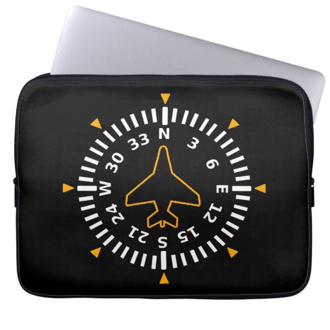 Vliegtuig Compass Flight Instrument Laptop Sleeve (Voorkant)