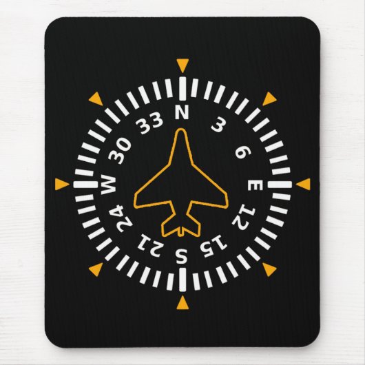 Vliegtuig Compass Flight Instrument Muismat (Voorkant)