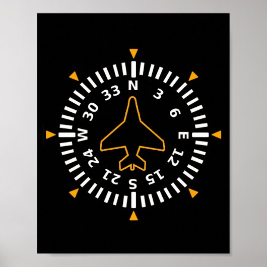 Vliegtuig Compass Flight Instrument Poster (Voorkant)