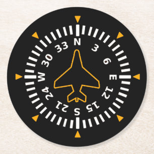 Vliegtuig Compass Flight Instrument Ronde Kartonnen Onderzetter