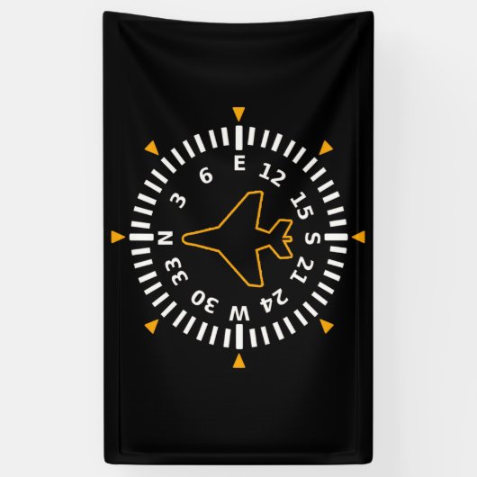 Vliegtuig Compass Flight Instrument Spandoek (Verticaal)