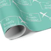 Vliegtuig dat aangepaste verjaardagsvlag op Mint v Cadeaupapier (Rol Hoek)