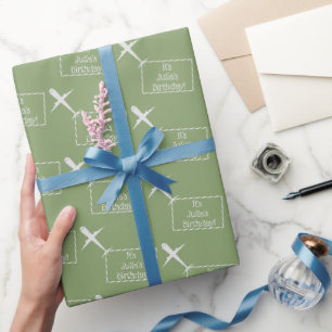Vliegtuig dat Douanevlag op Grijs Groen vliegt Cadeaupapier