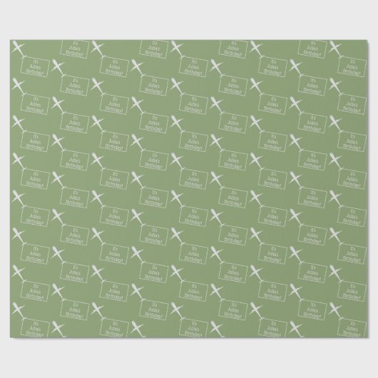 Vliegtuig dat Douanevlag op Grijs Groen vliegt Cadeaupapier (Vlak)