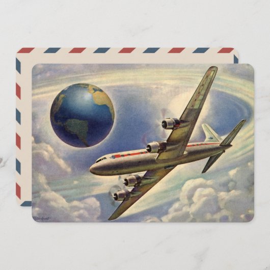 vliegtuig dat over de hele wereld in wolken vlieg (Voorkant / Achterkant)