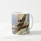  vliegtuig dat over de hele wereld in wolken vlieg koffiemok (Voorkant rechts)