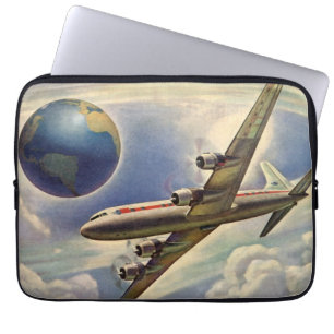  vliegtuig dat over de hele wereld in wolken vlieg laptop sleeve