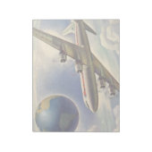 vliegtuig dat over de hele wereld in wolken vlieg notitieblok (Gedraaid)