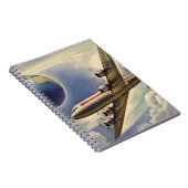  vliegtuig dat over de hele wereld in wolken vlieg notitieboek (Rechterzijde)