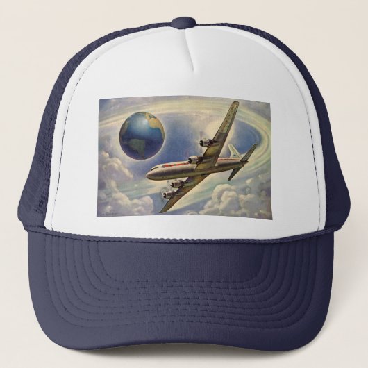  vliegtuig dat over de hele wereld in wolken vlieg trucker pet (Voorkant)