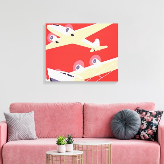 Vliegtuig die WPA Kleurrijk vliegen Canvas Afdruk (Insitu (Woonkamer))