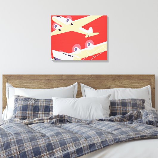 Vliegtuig die WPA Kleurrijk vliegen Canvas Afdruk (Insitu (Slaapkamer))
