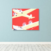 Vliegtuig die WPA Kleurrijk vliegen Canvas Afdruk (Insitu (Houten vloer))