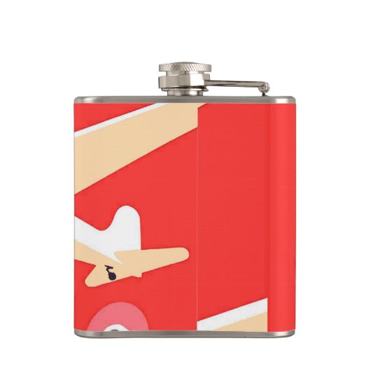 Vliegtuig die  WPA Kleurrijk vliegen Heupfles (Achterkant)