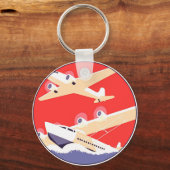Vliegtuig die  WPA Kleurrijk vliegen Sleutelhanger (Voorkant)
