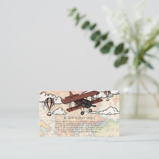 Vliegtuig Display Douche Invitation Insert Informatiekaartje (Staand voorkant)