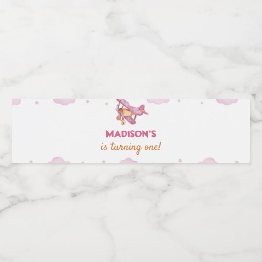 vliegtuig eerste geboorte waterflesetiket waterfles etiket (Enkel label)