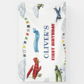 vliegtuig eerste verjaardag welkomstbanner spandoek (Verticaal)