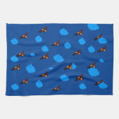 Vliegtuig en blauwe wolken: vliegtuig /Luchtvaart Theedoek (Horizontaal)