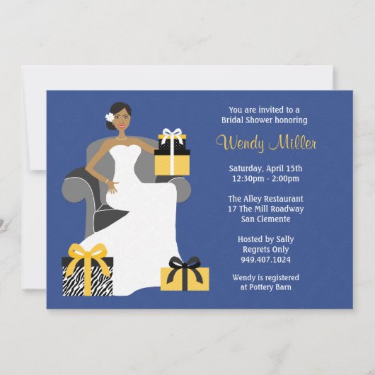 Vliegtuig en Gele Bridal Shower Kaart (Voorkant)