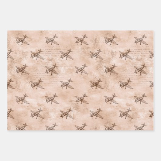  vliegtuig en krantenpapier inpakpapier vel (Voorkant 3)