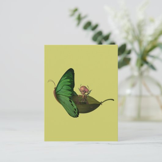 Vliegtuig en vlinderboot briefkaart (Staand voorkant)