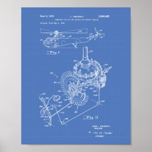 Vliegtuig Engine 1953 — Patent Art Blueprint Poster