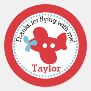 Vliegtuig Favor Sticker (Boys Birthday Party)