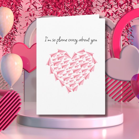 Vliegtuig gek op je, Schattige papieren vliegtuigj Kaart