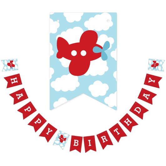 Vliegtuig Happy Birthday Bunting Vlaggen Red Banne Vlaggetjes