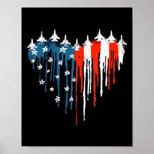 Vliegtuig Hart Rood Wit Blauw Amerikaanse vlag 4e  Poster