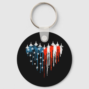 Vliegtuig Hart Rood Wit Blauw Amerikaanse vlag 4e Sleutelhanger