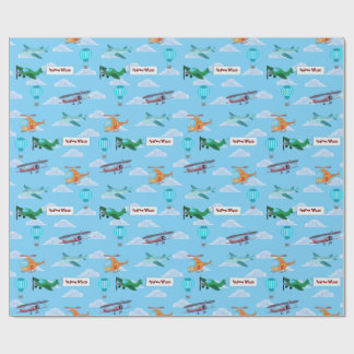 Vliegtuig Helikopter Heteluchtballon Parade Cadeaupapier