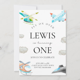 Vliegtuig & Helikopter Verjaardag uitnodiging voor